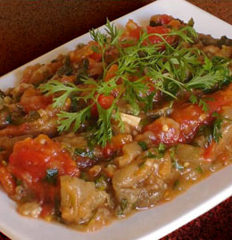 cuisine marocaine - recette marocaine de la salade zaalouk ou salade d'aubergines